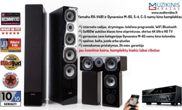 Namų kino sistema Yamaha RX-V485 stiprintuvas 5x160W grindinės kolonėlės Dynavoice Challenger M-65, S-4, C-5