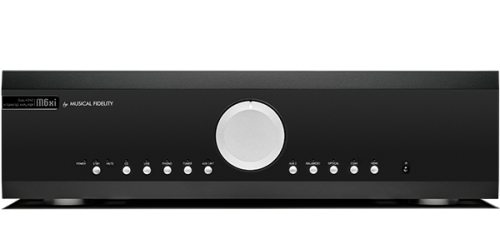 Musical Fidelity M6xi juodas integruotas stereo stiprintuvas iš priekio