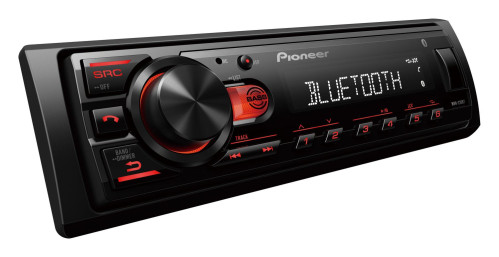 Pioneer MVH-230BT – kompaktiškas 1-DIN automobilinis grotuvas su Bluetooth ir FLAC palaikymu | Nemokamas pristatymas
