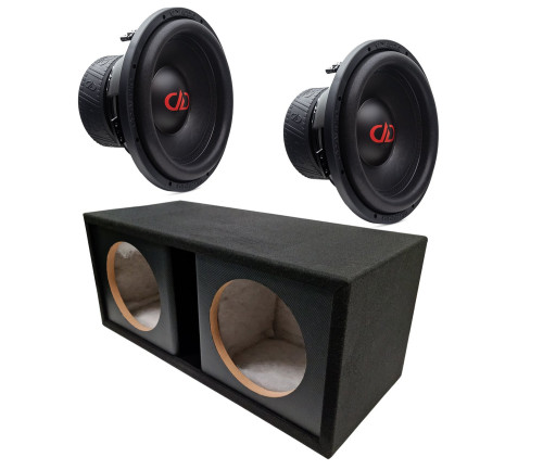 DD Audio BASSKIT DD 612F, automobilinis žemų dažnių komplektas su dviem 300 mm garsiakalbiais ir FOUR Audio fazoinvertorine dėže.