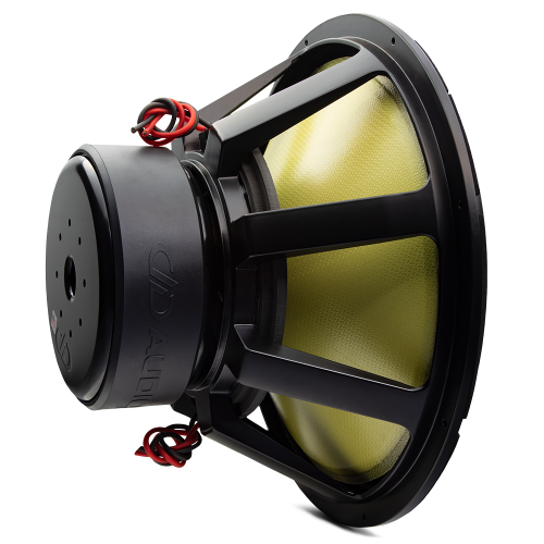 DD Audio 9921-D1, 530 mm žemų dažnių garsiakalbis, galinės dalies ir magnetinės sistemos vaizdas iš šono.