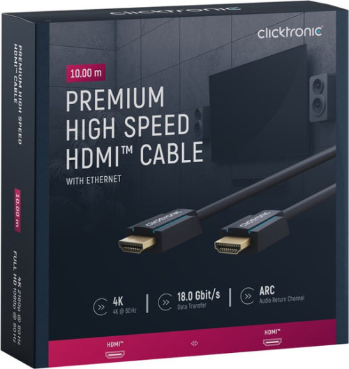 Clicktronic High Speed HDMI™ , singalinis HDMI kabelis su Enthernet palaikymu | Nemokamas Pristatymas | Visada geriausios Kainos garantija!