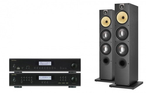 Stereo Rotel T14 tinklo grotuvas, Rotel A12 integruotas stiprintuvas, Bowers & Wilkins 683 S2 ant žemės pastatomos garso kolonėlės | Nemokamas pristatymas