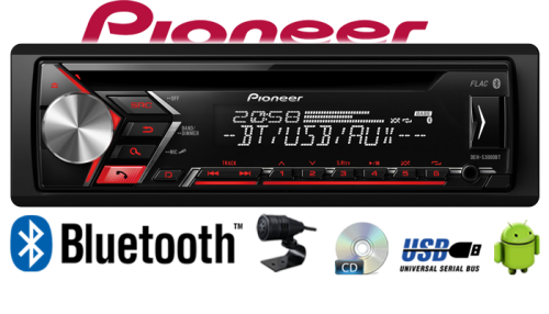Pioneer DEH-S3000BT magnetola automobiliui 4 x 50W su AUX įėjimu CD grotuvu USB RDS Android Spotify Bluetooth | Nemokamas pristatymas