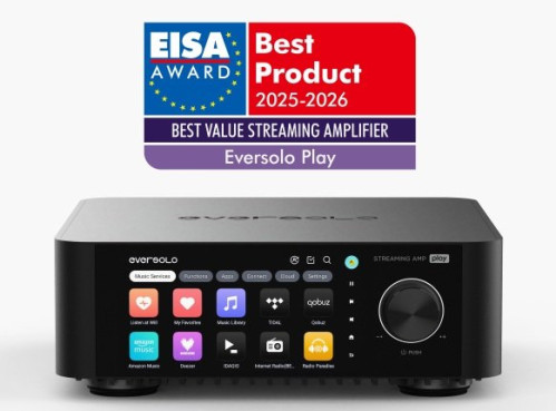 Eversolo Play – aukštos klasės viskas viename stiprintuvas, HDMI eARC, D klasės stiprintuvas, 5.5'' colio liečiamas ekranas | Nemokamas Pristatymas