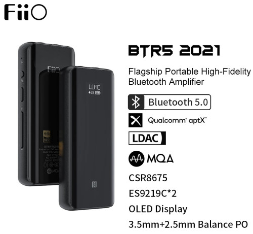 FiiO BTR5 naujas 2021 modelis nešiojamas aukšto našumo Bleutooth Stiprintuvas Bleutooth 5.0 standartas CSR8675, XMOS XUF 208 chipas | Nemokamas Pristatymas