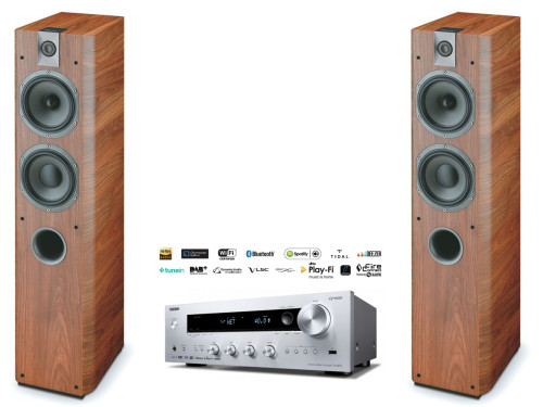 Stereo sistema Onkyo TX-8250 stereo 2.1 stiprintuvas resyveris 2x180W tinklo grotuvas WiFi su Focal Chorus 716 garso kolonėlės grindinės 200W