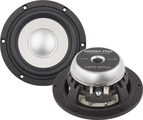 Ground Zero  GZPM 80SQX 8 cm / 3.15" High End SQ midrange garsiakalbis  Made in Germany 4 Omai, 70 / 110 W, 150 Hz - 4 kHz, Montavimo gylis 34 mm / 1.34"  | Nemokamas Pristatymas