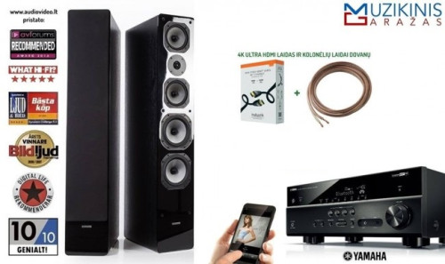Stereo sistema Yamaha RX-V485 stiprintuvas 5x160W grindinės kolonėlės Dynavoice Challenger M-65 speciali kaina + nemokamas pristatymas + lizingas nieko nekainuoja