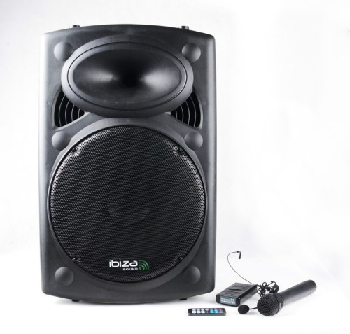 IBIZA Sound PORT15VHF-BT portabili garso kolonėlė su akumuliatorium ir mikrofonais 800W Max Bluetooth USB | nemokamas pristatymas
