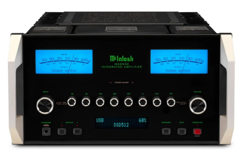 McIntosh MA9500 – aukštos klasės 2 kanalų integruotas tranzistorinis stiprintuvas. Galia: 300 W vienam kanalui prie 2, 4 arba 8 omų apkrovos.  Dažnių juosta: +0, -0,5 dB nuo 10 Hz iki 100 000 Hz. | Nemokamas Pristatymas