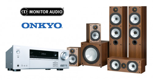 Namų kino komplektas Monitor Audio MR4AV kolonėlių rinkinys + Onkyo TX-NR474 5.1 kanalų namų kino stiprintuvas | Nemokamas Pristatymas