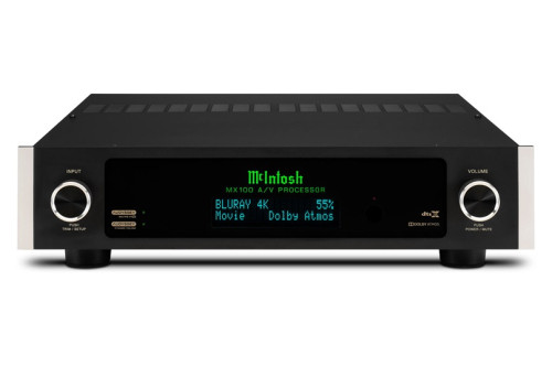 McIntosh MX100 – A/V procesorius, skirtas šiuolaikinėms namų kino sistemoms. HDMI jungtys: 4 įėjimai ir 1 išėjimas, visi palaiko 4K/60Hz, HDCP 2.2, 18Gbps pralaidumą. Garso kanalai: 11.2 kanalų išvestis (7.2.4 konfigūracija), su septyniais 32 bitų skaitme