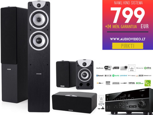 Namų kino sistema Yamaha RX-V485 stiprintuvas 5x160W garso kolonėlės Dynavoice Magic F-6 + S-4 + C-4 | nemokamas pristatymas