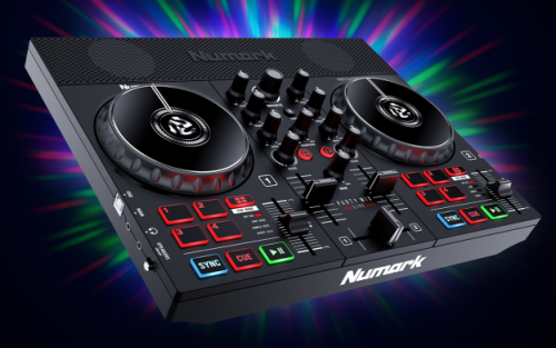 Numark Party Mix Live 2-ių kanalų DJ valdiklis su įmontuotais garsiakalbiais bei šviesų efektais | Nemokamas pristatymas