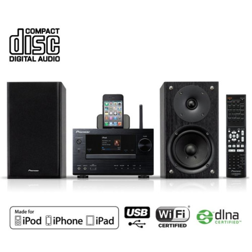 Pioneer XC-HM71-K tinklinis bevielis stereo stiprintuvas resyveris su kolonėlėm 100W USB AirPlay Iphone Ipod Ipad Android