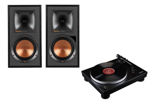 Komplektas Klipsch R-51PM aktyvios lentyninės garso kolonėlės su USB-DAC patefonu Audio Technika AT-LP5 | Nemokamas Pristatymas