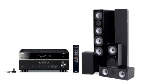Namų kino komplektas Yamaha RX-V479 stiprintuvas 5x115W grindinės kolonėlės Dynavoice Challenger M-65, S-4, C-5