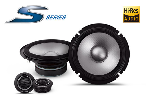 Alpine S2-S65C 16,5cm Komponentiniai garsiakalbiai automobiliui Galia: 80 RMS / 240W, 4Ω, Jautrumas 88 dB (SPL@1W/1m) | Nemokamas Pristatymas