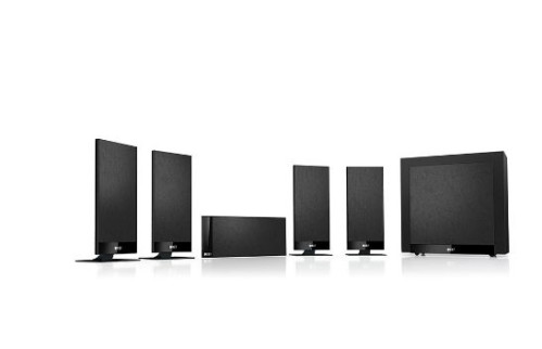 KEF T105 namų kino garso sistema T101 ir T301 bei T2 žemų dažnių kolonėlė garsiakalbiai, juodos spalvos | Nemokamas Pristatymas