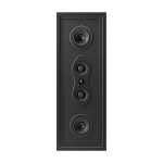 Sonus faber Arena 5, juoda 3 juostų į sieną montuojama garso kolonėlė be apsauginių grotelių, vaizdas iš priekio.