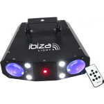 IBIZA Light COMBO-3IN1  ŠV. EFEKTAS MOONFLOWER + STROBE + LASER LED efektai:  56 x 5mm LEDs (12x R; 12x G; 24x B; 8x W) | Nemokamas Pristatymas