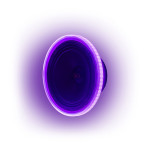 DD Audio LED RGB Ring 6.5 apšvietimo žiedas, sumontuotas ant automobilinio garsiakalbio, violetinio apšvietimo efektas.