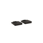Monitor Audio Radius Desk Pad 4G, juodi staliniai garso kolonėlių stovai, 2 vnt. (pora), baltame fone.