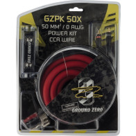 Ground Zero GZPK 50X laidų komplektas pajungti stiprintuvą 5.2m 50mm2 aukštos kokybės maitinimo kabelis