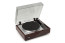 Thorens TD 1600 riešutmedžio apdailos patefonas su atidarytu dulkių dangčiu