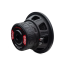 DD Audio 310e-D4, 250 mm žemų dažnių garsiakalbis, galinis vaizdas kampu, 300 serijos magnetinė sistema su 500 W RMS žymėjimu, plieninis korpusas ir dvigubos balso ritės kontaktai.