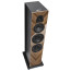 Sonus faber Lumina V Amator, 3 juostų grindinė garso kolonėlė, Walnut High Gloss apdaila, matomi DAD aukštų ir žemų dažnių garsiakalbiai, vaizdas iš viršaus ir šono.