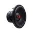 DD Audio 612f-D2, 300 mm žemų dažnių garsiakalbis, priekinis ir šoninis vaizdas su juoda membrana ir raudonu DD Audio logotipu.
