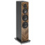 Sonus faber Lumina V Amator, grindinė garso kolonėlė, Walnut High Gloss riešutmedžio apdaila ir juodas korpusas, vaizdas iš priekio ir šono.