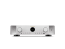 Marantz CINEMA 70s SERIES 2, sidabro ir aukso spalvos namų kino stiprintuvas su apvaliu ekranu, vaizdas iš priekio ir kairiojo šono.