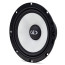 DD Audio D-C6.5b-S3, 165 mm žemų ir vidutinių dažnių garsiakalbis su DD Audio logotipu ir balta stiklo kompozito membrana, vaizdas iš priekio ir šono.