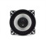 DD Audio D-X4b, 100 mm koaksialinis garsiakalbis, priekinis vaizdas, sidabrinė membrana ir centrinis aukštų dažnių garsiakalbis.
