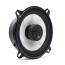 DD Audio D-X5.25b, dviejų juostų koaksialinis garsiakalbis, juodas korpusas, sidabrinė membrana ir centrinis aukštų dažnių garsiakalbis.
