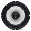 DD Audio D-X6.5B, 165 mm koaksialinis automobilinis garsiakalbis, priekinis vaizdas, sidabrinė stiklo kompozito membrana ir centrinis šilkinio kupolo aukštadažnis.