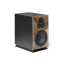 Sonus faber Lumina II Amator, 2 juostų lentyninė Hi-Fi garso kolonėlė, Walnut High Gloss riešutmedžio apdaila ir juodos odos korpusas, vaizdas iš priekio ir šono.
