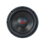 DD Audio 112a-D4, 300 mm žemų dažnių garsiakalbis, priekinis vaizdas su juoda membrana, EROM pakaba ir raudonu DD Audio logotipu centre.