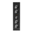 Monitor Audio W2L, juoda trijų juostų į sieną montuojama garso kolonėlė su keturiais 127 mm RST II žemųjų dažnių, 76 mm vidutinių dažnių ir 25 mm C-CAM aukštųjų dažnių garsiakalbiais, vaizdas iš priekio.