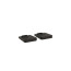 Monitor Audio Radius Desk Pad 4G, juodi staliniai garso kolonėlių stovai, 2 vnt. (pora), baltame fone.
