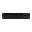 Monitor Audio Radius On-Wall 4G, juoda sieninė garso kolonėlė, galinis vaizdas su tvirtinimo angomis ir prijungimo gnybtais.