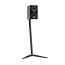 Monitor Audio Radius 3 4G, juoda lentyninė garso kolonėlė ant grindinio stovo, modernus kompaktiškas dizainas.