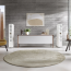 KEF Reference 5 Meta baltų grindinių Hi-Fi kolonėlių pora moderniame interjere