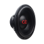 DD Audio SL715-D2, 380 mm žemų dažnių automobilinis garsiakalbis, 1000 W RMS, priekinis ir šoninis vaizdas su juoda membrana ir raudonu DD Audio logotipu.