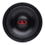 DD Audio VO-W508-S4, 200 mm žemų ir vidutinių dažnių automobilinis garsiakalbis, vaizdas iš priekio su juoda tekstūruota membrana ir raudonu DD Audio logotipu.