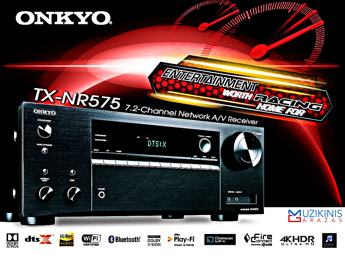 Onkyo TX-NR575 7.2 namų kino stiprintuvas resyveris 7x170W Bluetooth WiFi | nemokamas pristatymas iš oficialaus Onkyo dylerio audiovideo.lt